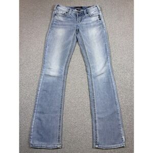 Silver Jeans Pants Women's 27x33 Blue Light Wash Joga Aiko Mid Slim Bootcut